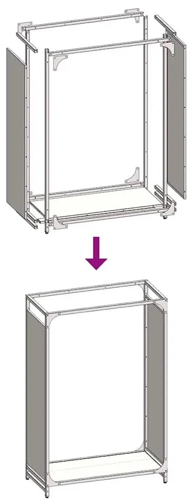 Ράφι για καυσόξυλα Λευκό 60x28x90 cm Ατσάλι ψυχρής έλασης - Λευκό