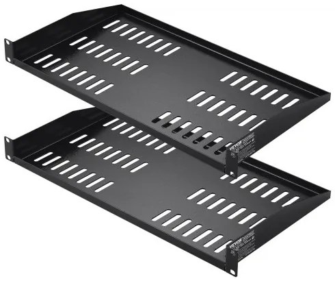 VEVOR 2PCS 1U Server Rack Shelf 10&quot;/254 mm Depth Vented Rack Mount Shelf Tray