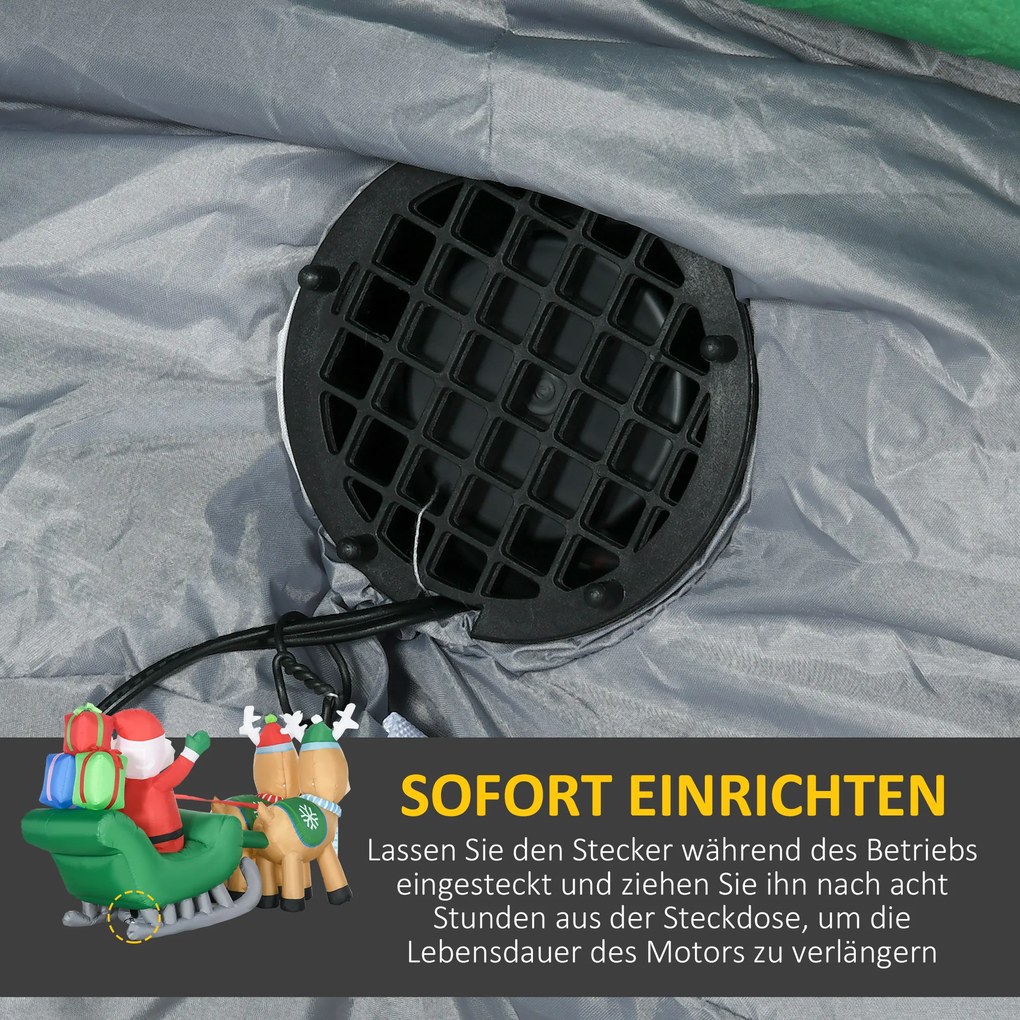 HOMCOM Φουσκωτός Άγιος Βασίλης, φουσκωτή χριστουγεννιάτικη διακόσμηση, περιλαμβάνει φυσητήρα, εσωτερικού &amp; εξωτερικού χώρου, Λευκό+Χρυσό