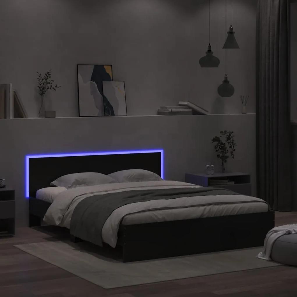 Πλαίσιο Κρεβατιού με Κεφαλάρι/LED Μαύρο 160 x 200 εκ