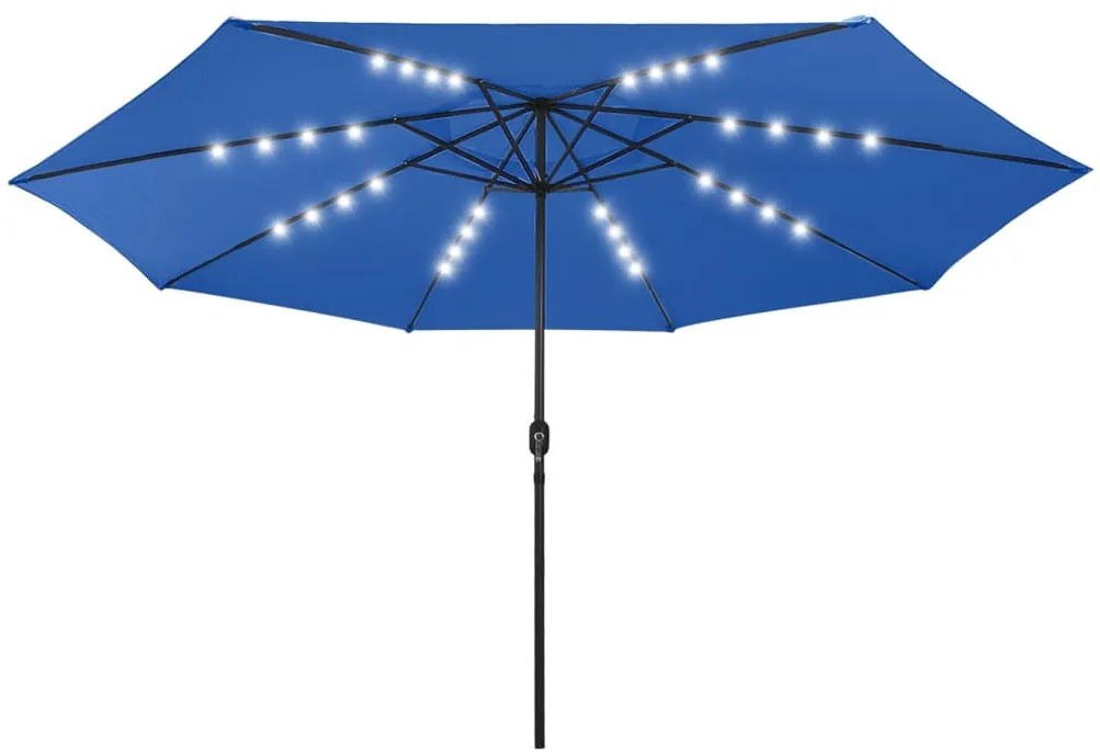 vidaXL Ομπρέλα Κήπου με LED Μπλε Αζούρ 400 εκ.