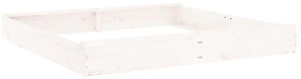 Αμμοδόχος με Καθίσματα Λευκή Τετράγωνη από Μασίφ Ξύλο Πεύκου - Λευκό