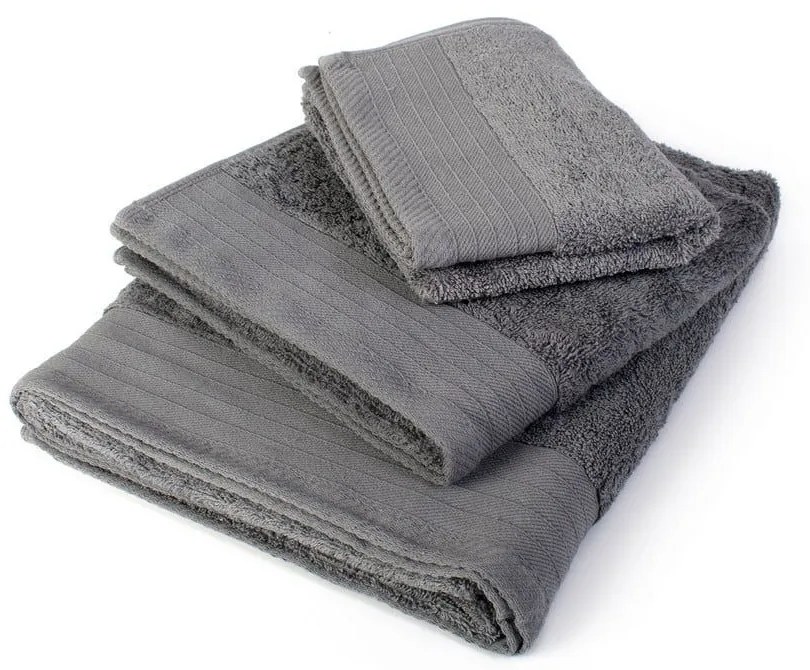 Πετσέτα Σετ 3 τμχ Πενιέ Grey DimCol Σετ Πετσέτες 100% Cotton