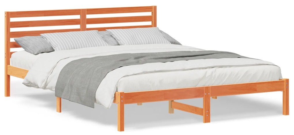 vidaXL Σκελετός Κρεβατιού Καφέ κεριού 160 x 220 cm Μασίφ ξύλο πεύκου