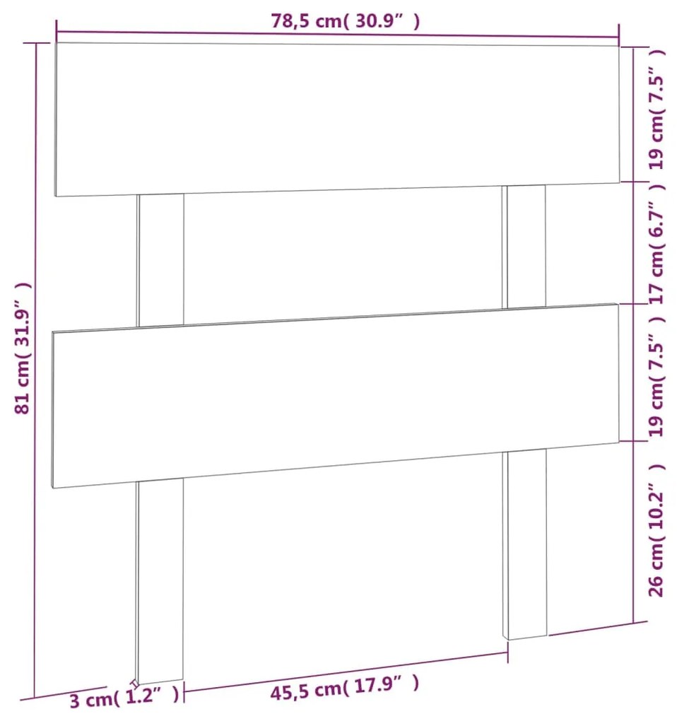 vidaXL Κεφαλάρι Κρεβατιού 78,5 x 3 x 81 εκ. από Μασίφ Ξύλο Πεύκου