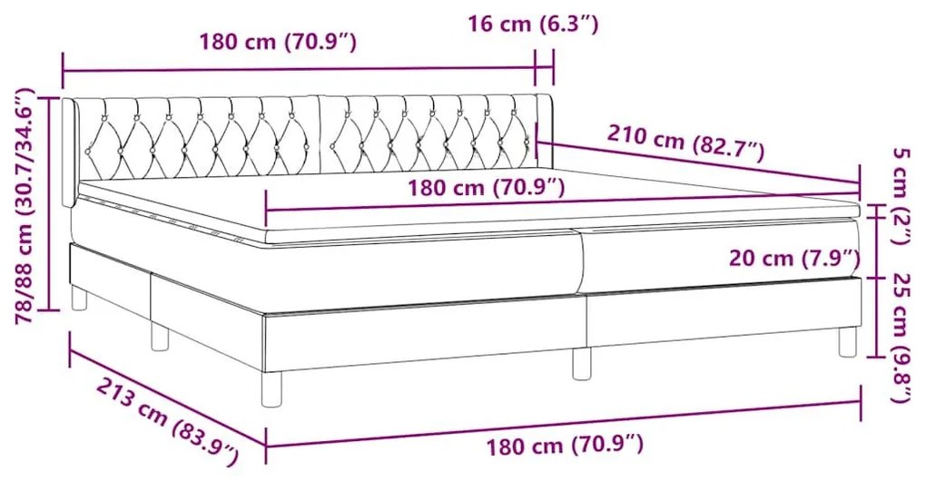 Κρεβάτι Boxspring με Στρώμα Σκούρο Πράσινο 180x210εκ. Βελούδινο - Πράσινο