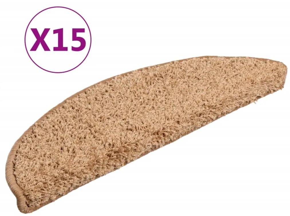 vidaXL Πατάκια Σκαλιών 15 τεμ. Μπεζ Ημίκυκλα 56x17x3 εκ.