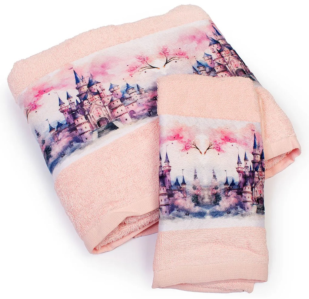 Βρεφικές Πετσέτες (Σετ 2τμχ) Dimcol Fairytale Castle 325 Pink