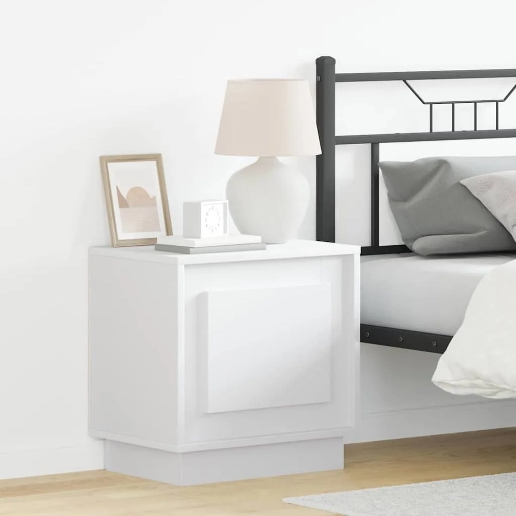 vidaXL Κομοδίνο με Λευκό 44 x 34.5 x 45 εκ Επεξεργασμένο ξύλο