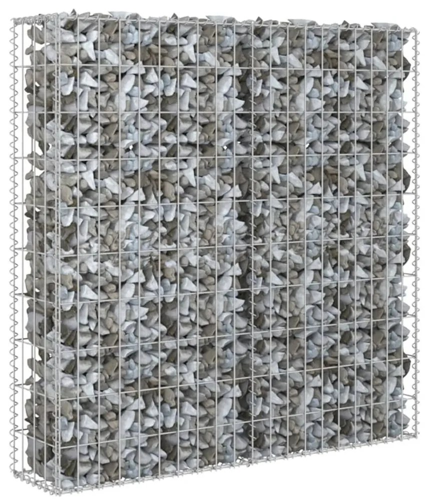 Συρματοκιβώτιο Τοίχος 80x20x100 εκ. Γαλβαν.Χάλυβας + Καλύμματα - Ασήμι