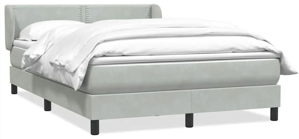 vidaXL Κρεβάτι Boxspring με Στρώμα Ανοιχτό Γκρι 160x220 εκ. Βελούδινο