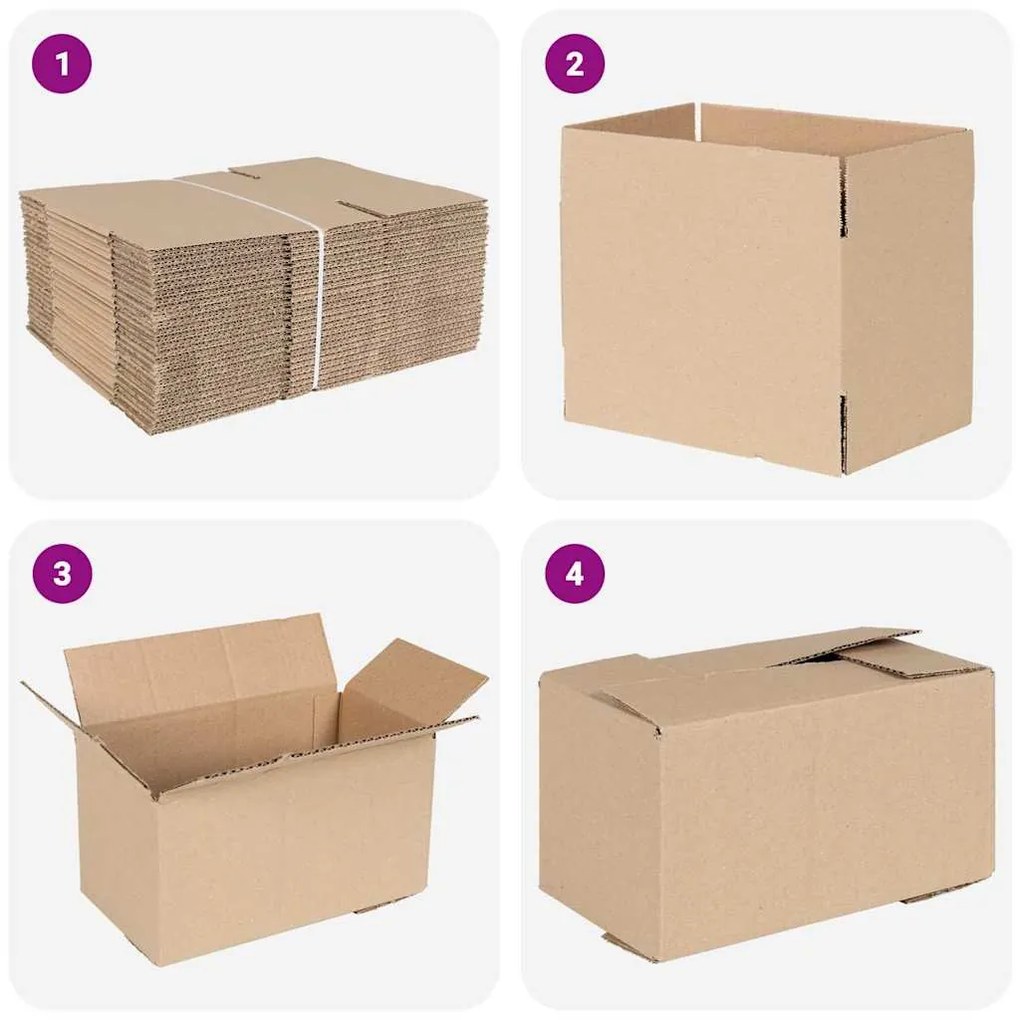 vidaXL Πτυσσόμενο Κουτί 50 pcs Καφέ 24 x 13 x 13 εκ. Χαρτόνι