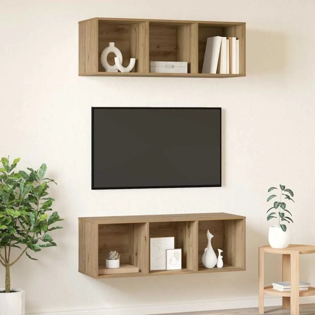 vidaXL Τοίχου ντουλάπες τηλεόρασης 2 pcs artisan δρυς 37 x 37 x 107 εκ