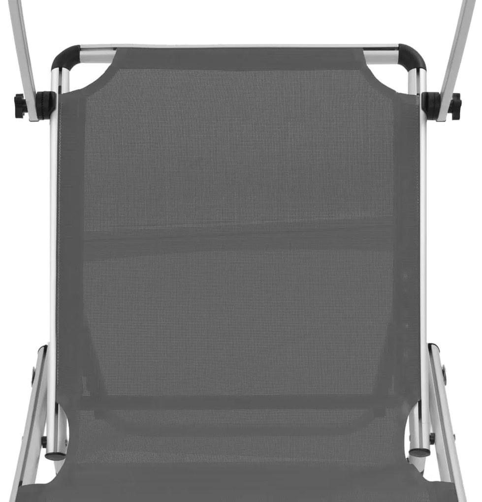 vidaXL Ξαπλώστρα Πτυσσόμενη Γκρι από Αλουμίνιο/Textilene με Σκίαστρο