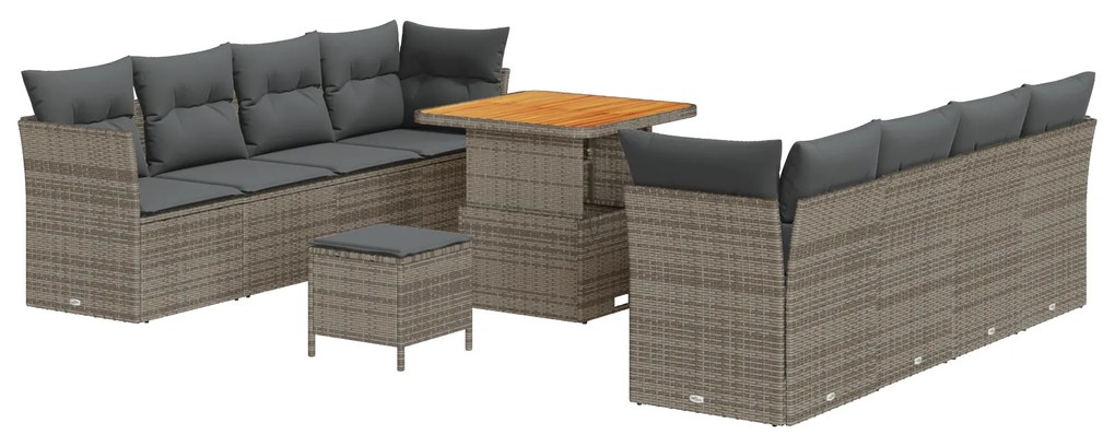 vidaXL Σετ Καναπέ Κήπου με μαξιλάρι 11 pcs Γκρι 80 x 80 x 71 cm