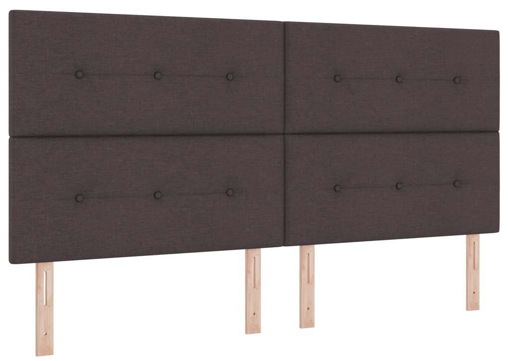 vidaXL κρεβάτι Box Spring με στρώμα - Σκούρο Καφέ, 200x200 εκ., Ύφασμα