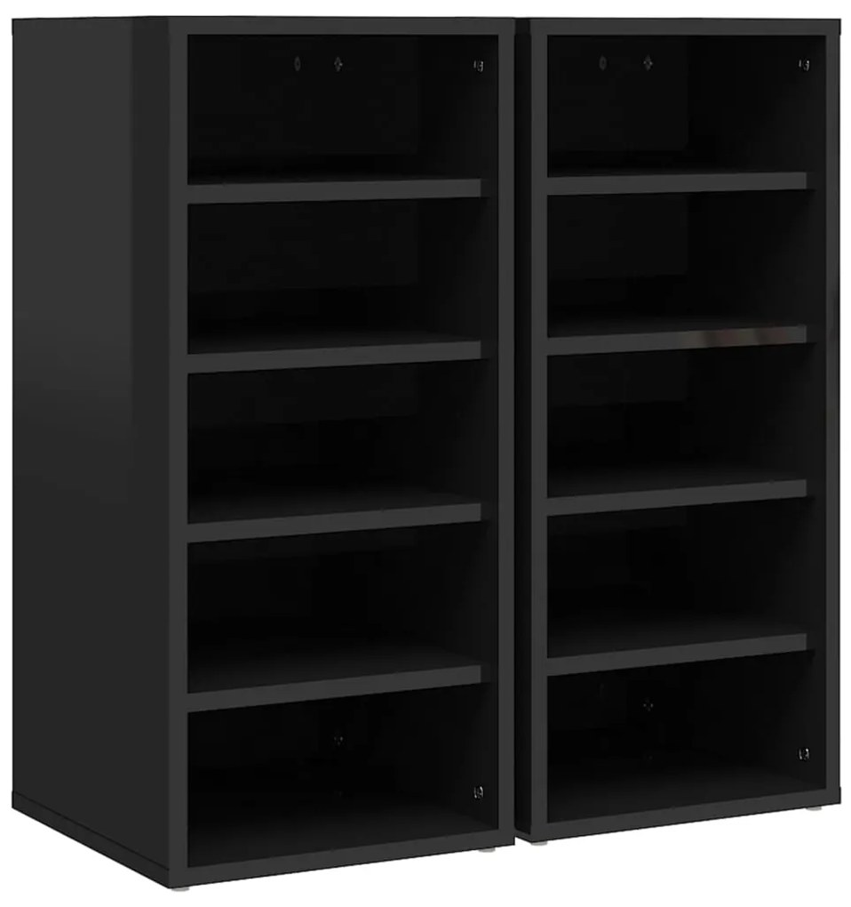 vidaXL Παπουτσοθήκες 2 τεμ. Γυαλιστερό Μαύρο 31,5x35x70εκ. Επεξ. Ξύλο