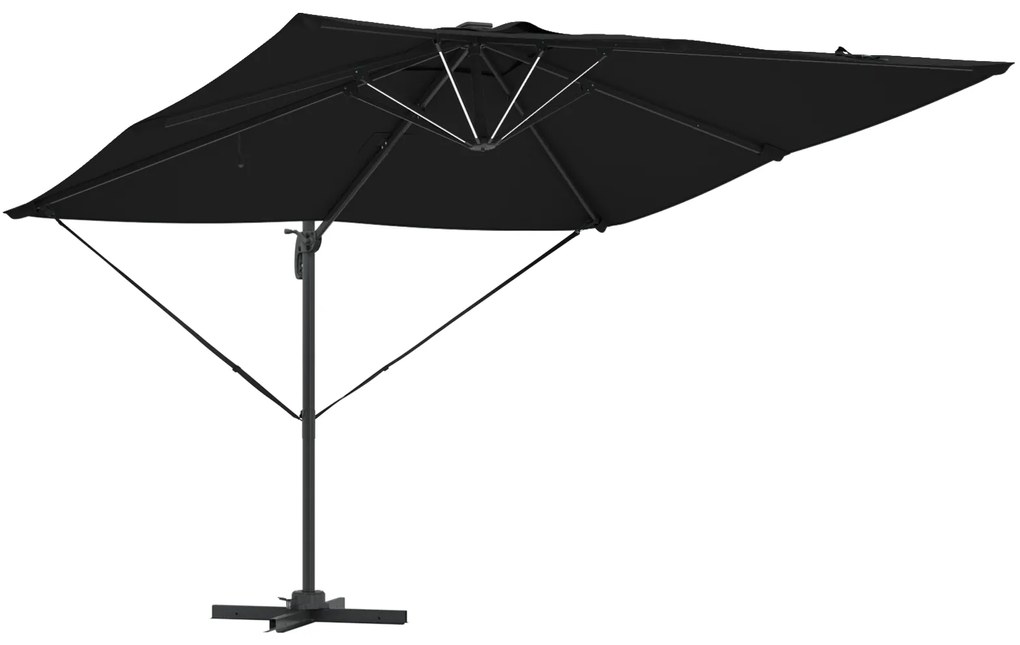 vidaXL Ομπρέλα με Βραχίονα Roma με LED Μαύρη 286x285x270 cm Αλουμίνιο
