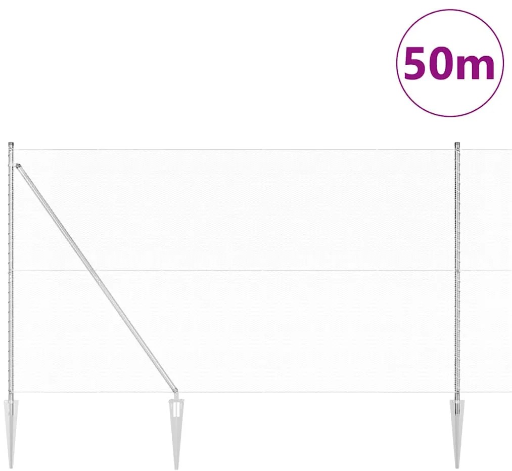 vidaXL Φράχτης με Στήλες. Ασημί 1.6 x 50 m Ατσάλι με επικάλυψη PVC