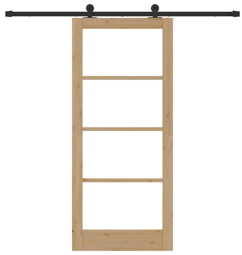 vidaXL Συρόμενη Πόρτα Χειροκίνητος Καφέ 86 x 198.5 cm Ξύλο και μέταλλο