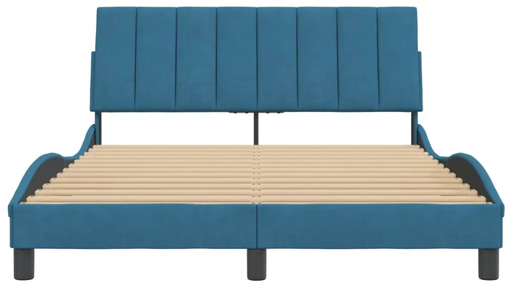 vidaXL Πλαίσιο Κρεβατιού Χωρίς Στρώμα Hanko Μπλε 140x200 εκ. Βελούδινο