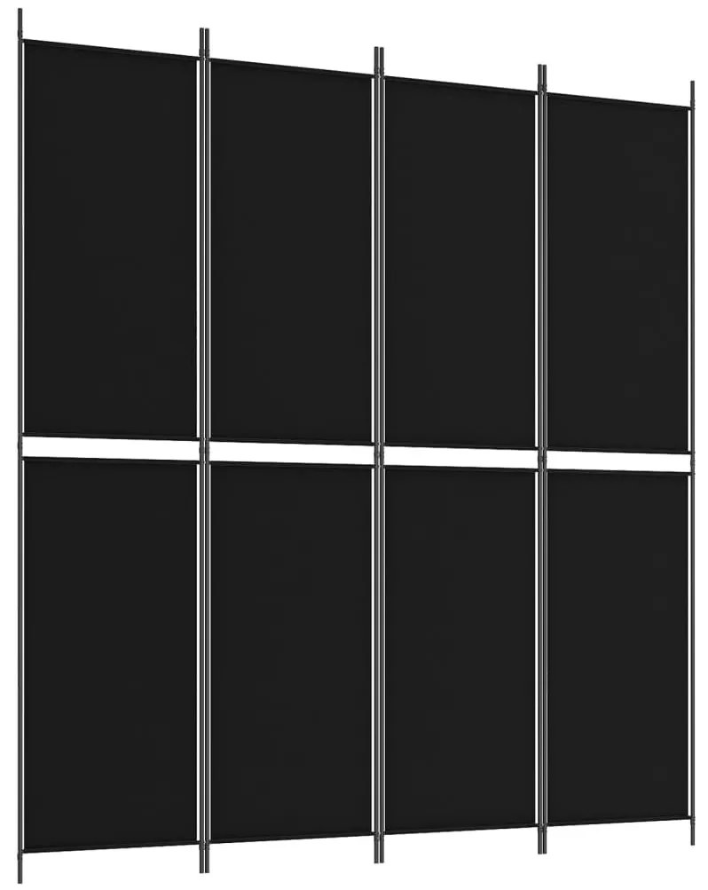 Διαχωριστικό Δωματίου με 4 Πάνελ Μαύρο 200 x 220 εκ. Υφασμάτινο - Μαύρο