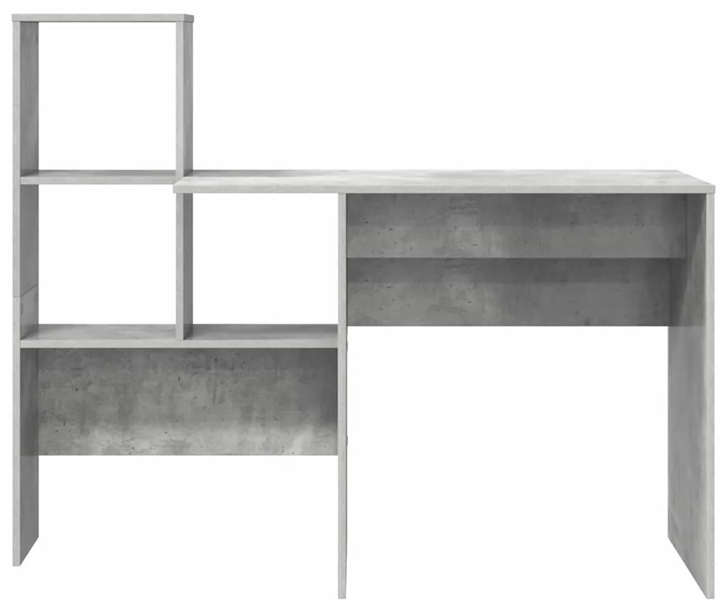 vidaXL Γραφείο με ράφι Γκρι σκυροδέματος 131.5 x 50 x 106.5 εκ.