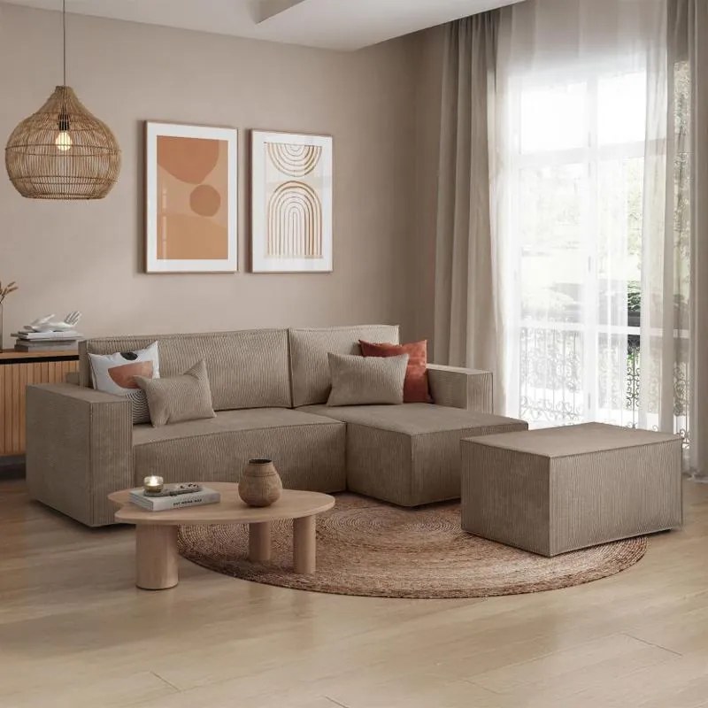Γωνιακός Καναπές New Isabella Fylliana Μπέζ 270x160x90 εκ. 270x160x90 εκ.