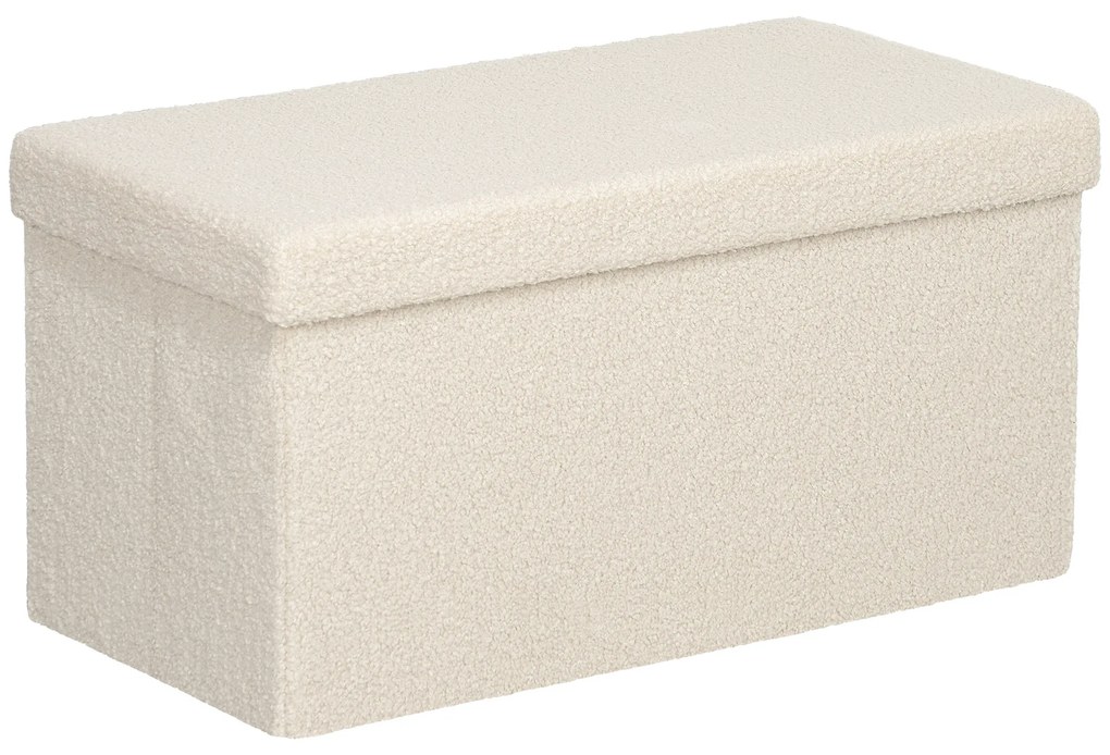 HOMCOM Σκαμπό Αποθήκευσης, Ταμπουρέ με Αποθηκευτικό Χώρο και Καπάκι για Σαλόνι, Υπνοδωμάτιο, Διάδρομο, Κρεμ Λευκό