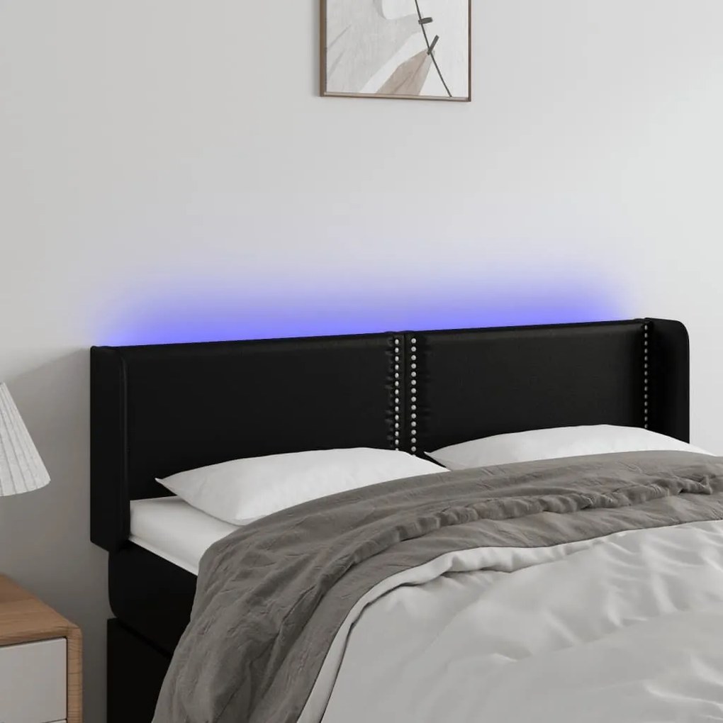 Κεφαλάρι Κρεβατιού LED Μαύρο 147x16x78/88 εκ. Συνθετ. Δέρμα 3123186