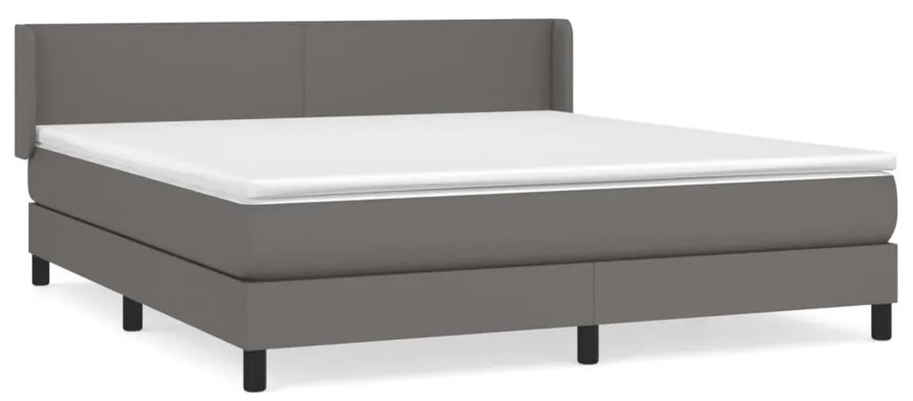 Κρεβάτι Boxspring με Στρώμα Γκρι 180x200 εκ. Συνθετικό Δέρμα - Γκρι