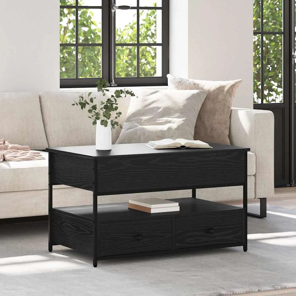 vidaXL Τραπεζάκι σαλονιού με συρτάρι Μαύρη Οξυά 85 x 50 x 50 εκ.