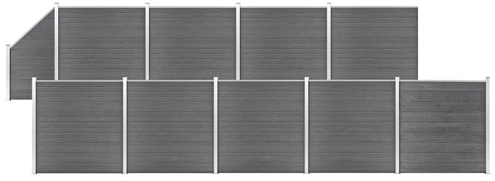 Πάνελ Περίφραξης 9 Τετράγωνα + 1 Κεκλιμένο Γκρι 1657x186 εκ WPC