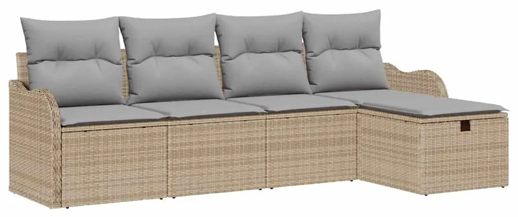 vidaXL Σετ Καναπέ Κήπου 5 pcs μπεζ και ανοιχτό γκρι Πολυ ράταν