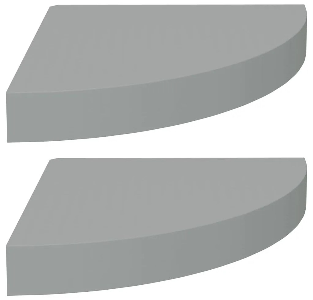 vidaXL Ράφια Τοίχου Γωνιακά 2 τεμ. Γκρι 25x25x3,8 εκ. MDF