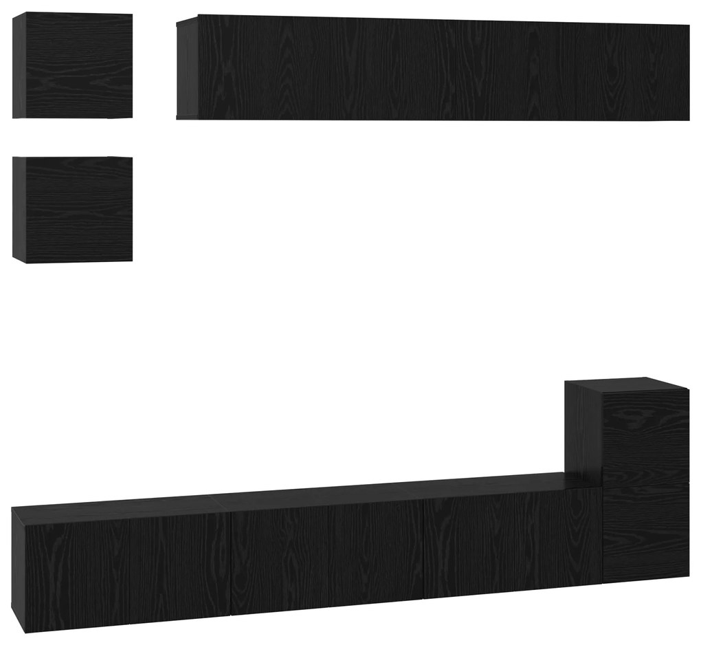 vidaXL Σετ επίπλου τηλεόρασης Επιτοίχιο 8 pcs Μαύρη Οξυά