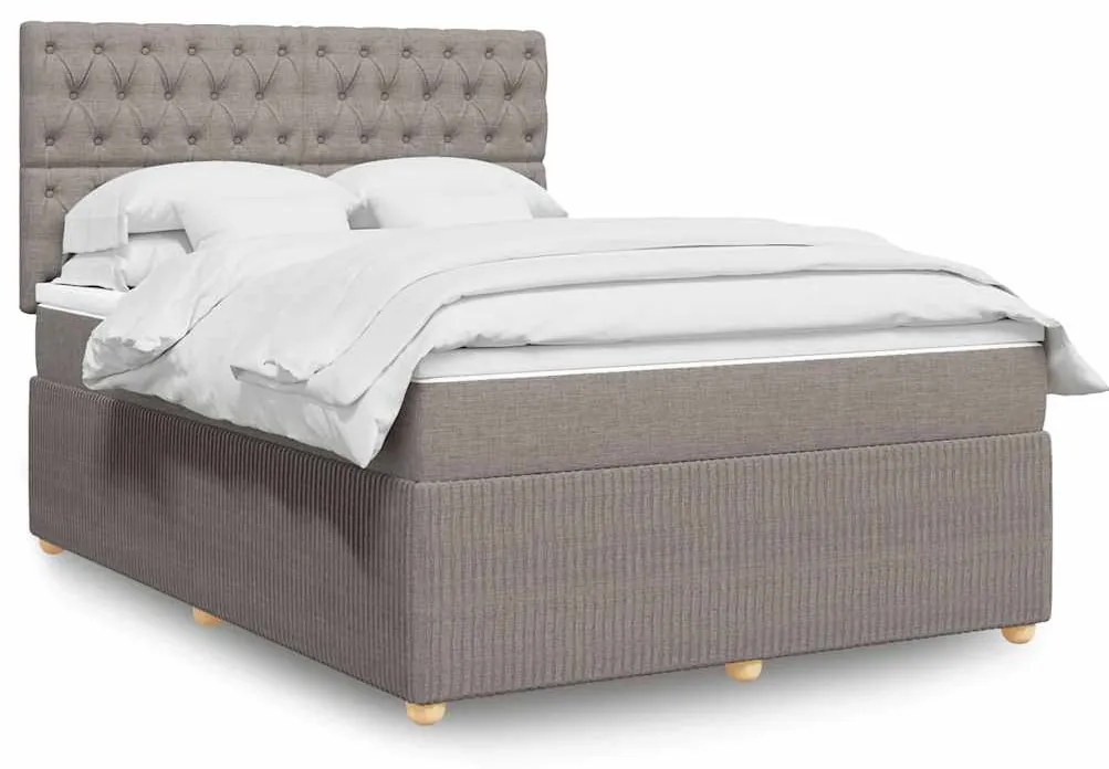 vidaXL Κρεβάτι Boxspring με Στρώμα Taupe 140x200 εκ. Υφασμάτινο