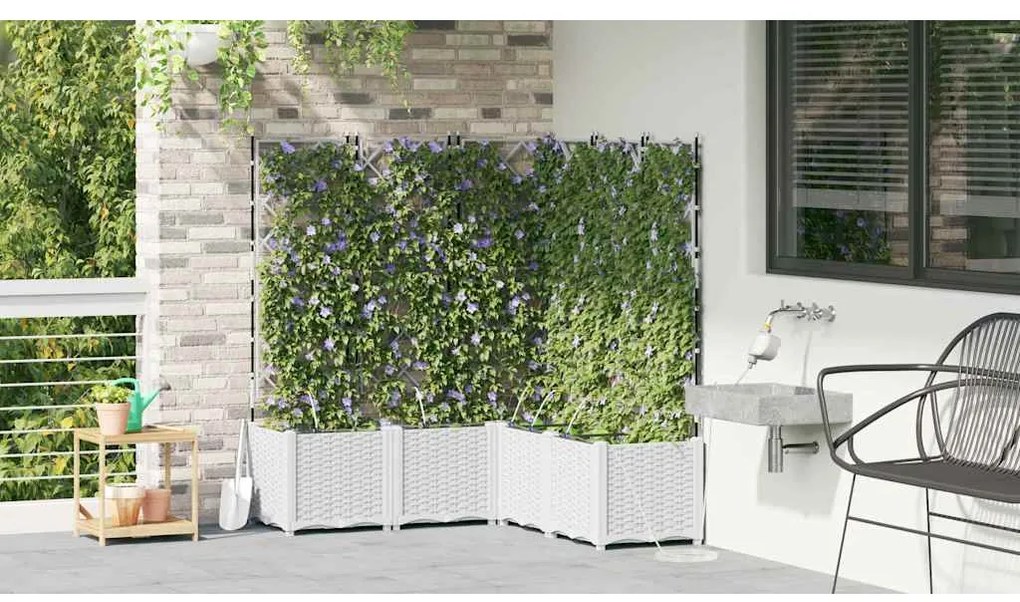 vidaXL Ζαρντινιέρες κήπου Λευκό 120 x 120 x 142 cm Ατσάλι