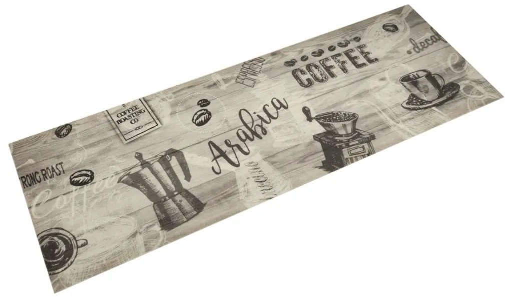 Χαλί Κουζίνας Πλενόμενο Γκρι Επιγρ. Coffee 60x180 εκ. Βελούδο