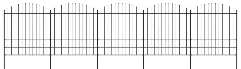 vidaXL Κάγκελα Περίφραξης με Λόγχες Μαύρα (1,75-2) x 8,5 μ. Ατσάλινα