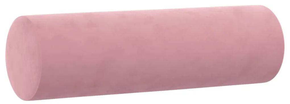 vidaXL Μαξιλάρια Διακοσμητικά 2 τεμ. Ροζ Ø15x50 εκ. Βελούδινα