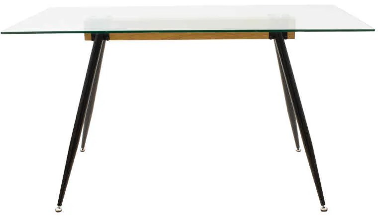 Τραπέζι Astrid pakoworld γυάλινο 10χιλ - πόδι μαύρο 140x80x75εκ