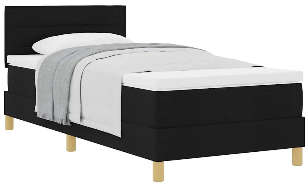 vidaXL Κρεβάτι box spring με στρώμα με στρώμα Μαύρο 90 x 190 cm ύφασμα