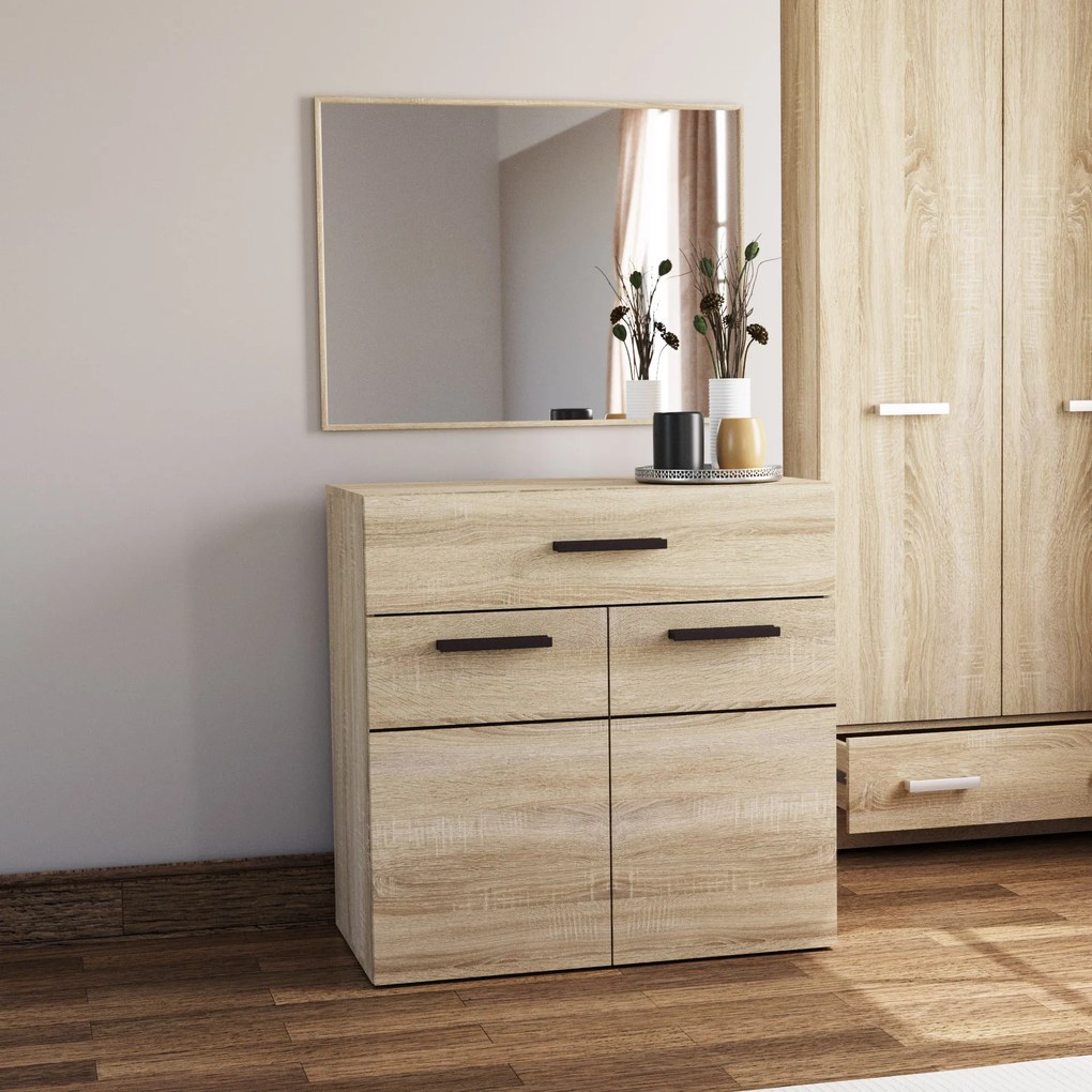 ΜΠΟΥΦΕΣ SOLO 80X41X82CM SONOMA ΜΕ WENGE ΚΑΙ MDF ΚΑΜΠΥΛΩΤΟ ΤΕΛΕΙΩΜΑ ΣΤΙΣ ΠΟΡΤΕΣ