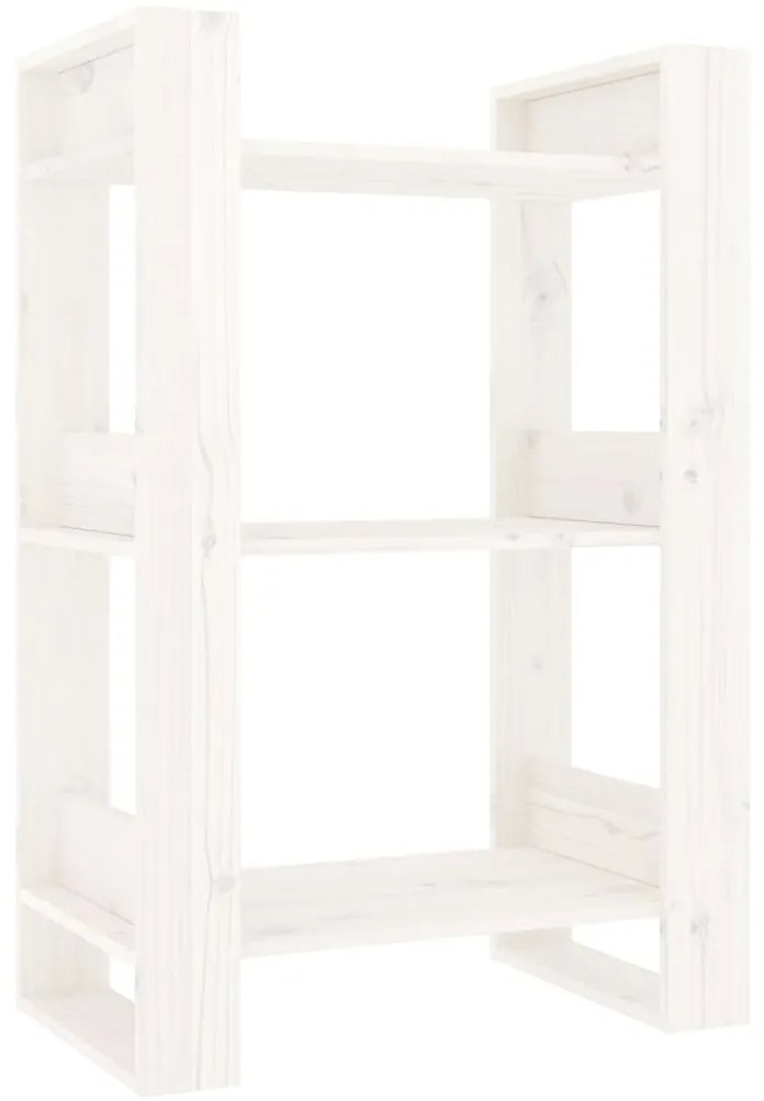 vidaXL Βιβλιοθήκη/Διαχωριστικό Χώρου Λευκό 60x35x91 εκ. Μασίφ Πεύκο