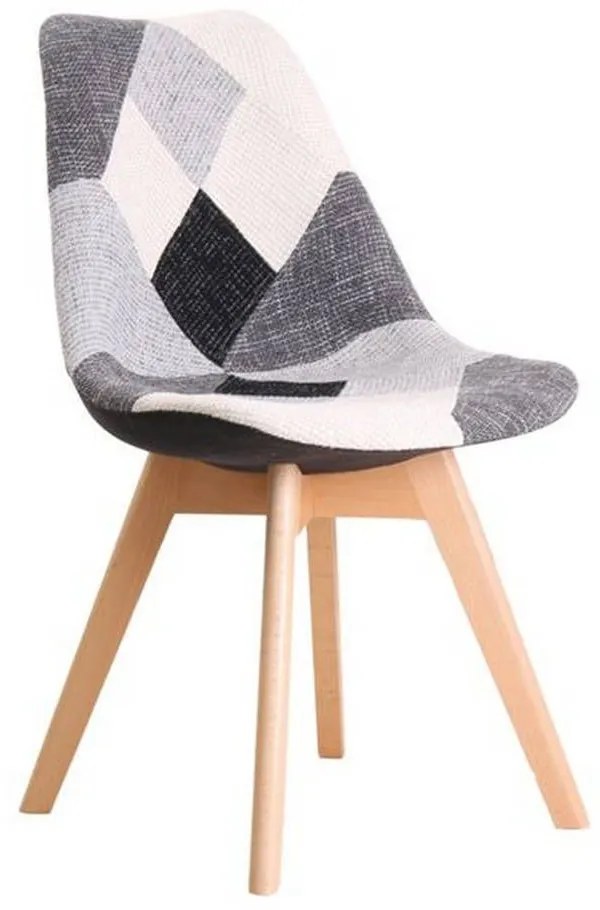 Καρέκλα Martin Patchwork B&amp;W ΕΜ136,81 52x49x82cm Σετ 4τμχ Wood, Fabric