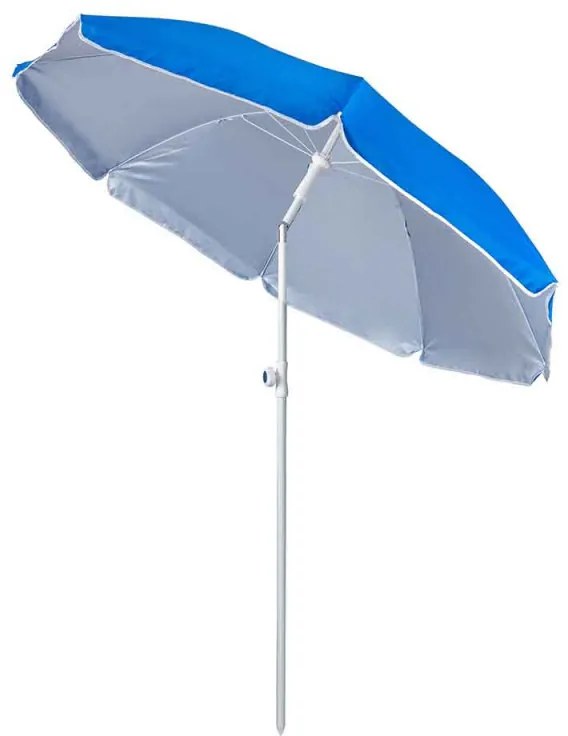 Ομπρέλα παραλίας MUHLER 2119 1008628, Ø160 cm, 195 cm ύψος, 8 νευρώσεις, UV προστασία UPF 50+, Βραχίονας Breakaway, Μπλε