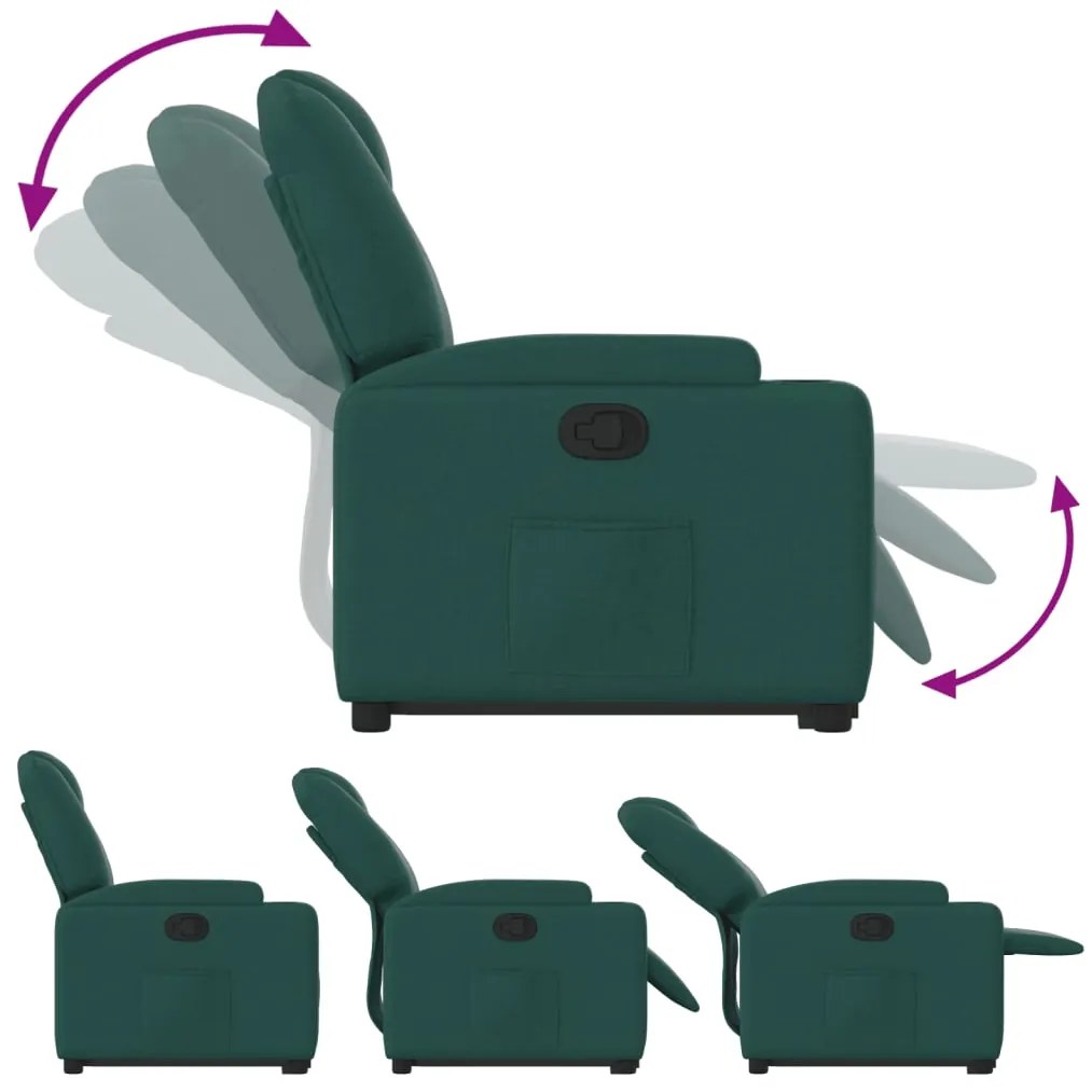 vidaXL Πολυθρόνα Ανακλινόμενη με Ανύψωση Σκούρο Πράσινη Υφασμάτινη