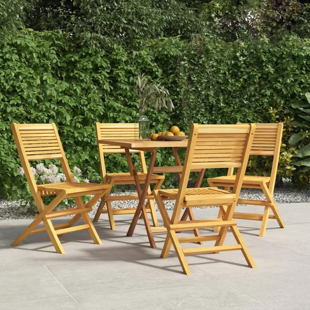 Καρέκλες Κήπου Πτυσσόμενες 4 τεμ. 47x62x90 εκ. Μασίφ Ξύλο Teak - Καφέ