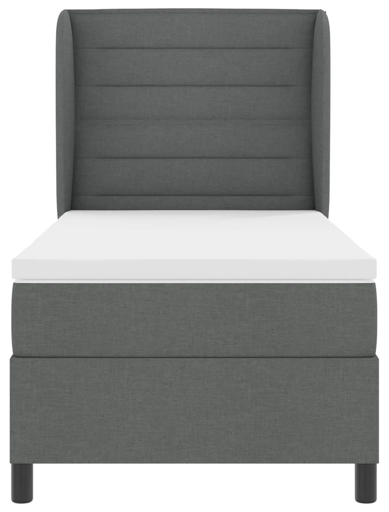 vidaXL κρεβάτι Box Spring με στρώμα σε σκουρόχρωμο γκρι, 90x190 εκ, ύφασμα
